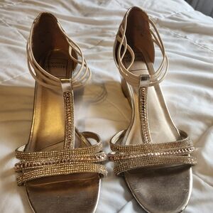 Elegant Gold Strappy Women's Heels